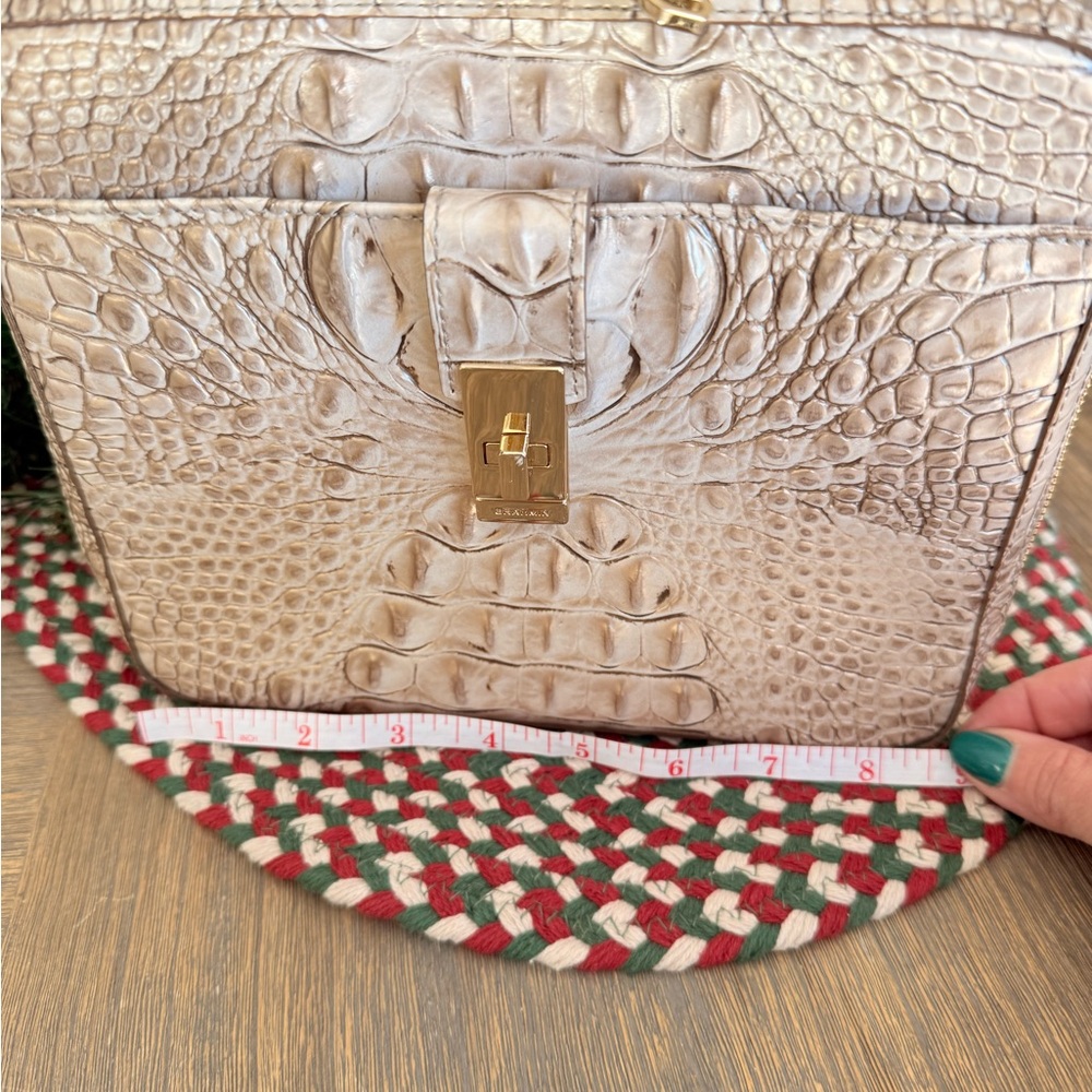 Brahmin Evie Crocodile-Embossed Crossbody Bag in Cream - Picture 10 of 10